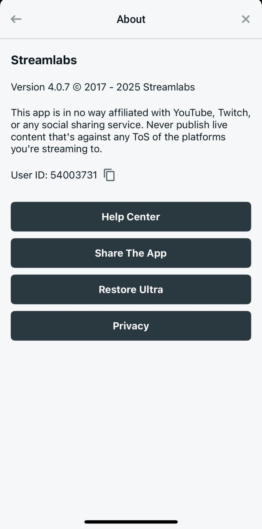 streamlabs mobile support